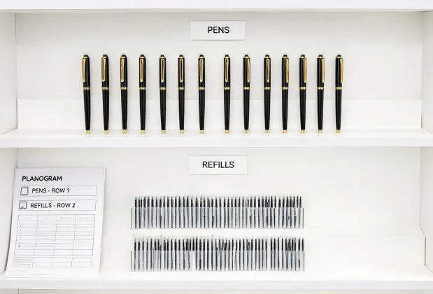 Retail refill and pen planogram